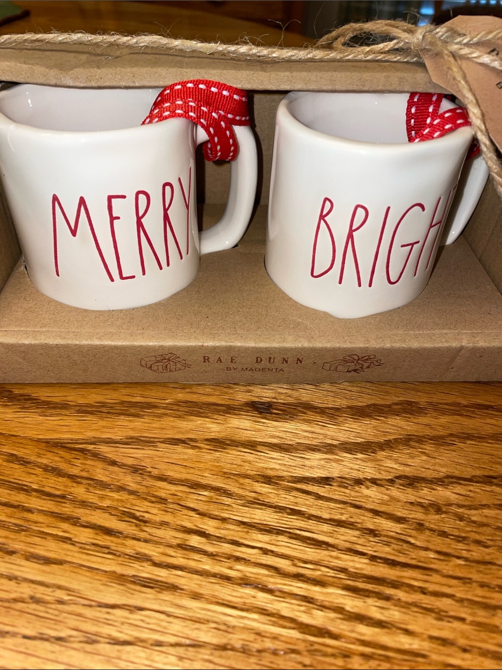 Rae Dunn MERRY BRIGHT Mug Ornament Set. NEW IN BOX